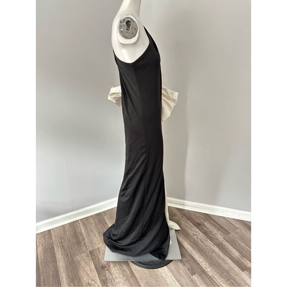 NWT Daniele Carlotta Sleeveless Colorblock One Shoulder Gown Black Ivory Size XS - Picture 9 of 12
